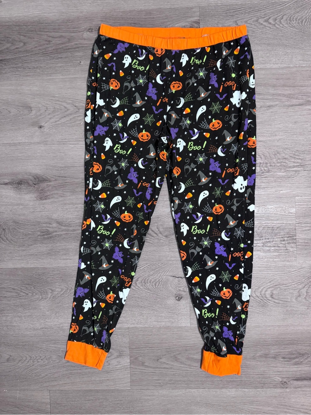 Halloween Print Jogger Pants - Black & Orange - Size L